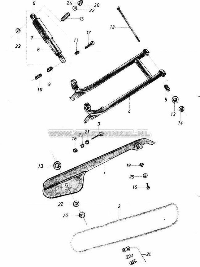 F7 - Chain  Case - Rear Fork - Rear Cushion