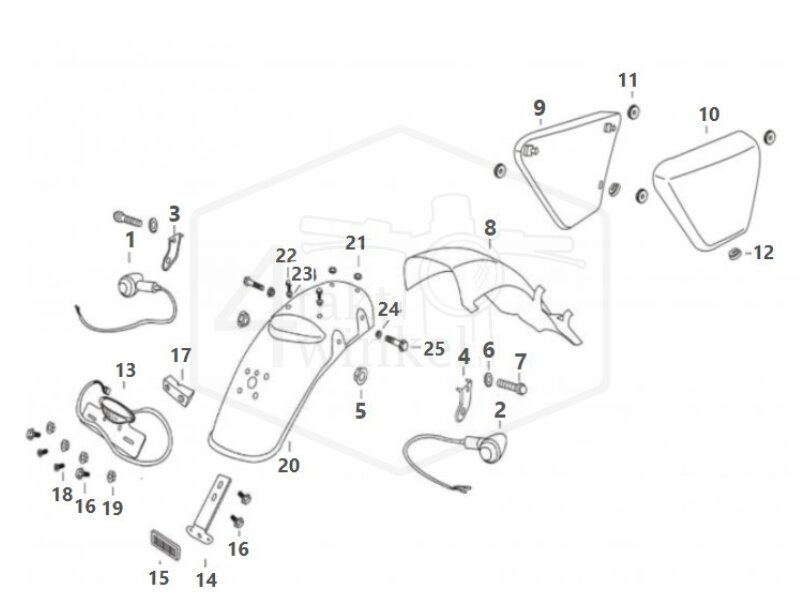 F8 - Rear Mudguard - Side Covers - Indicators