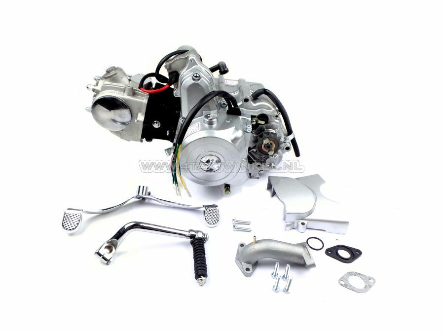 Moteur, 50cm3, embrayage manuel, 4 vitesses, d&eacute;marreur sup&eacute;rieur, argent