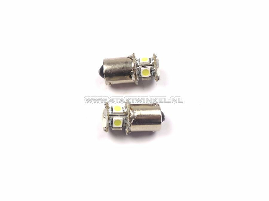 Ampoule BA15-S, simple, 12 volts, LED blanche, paire