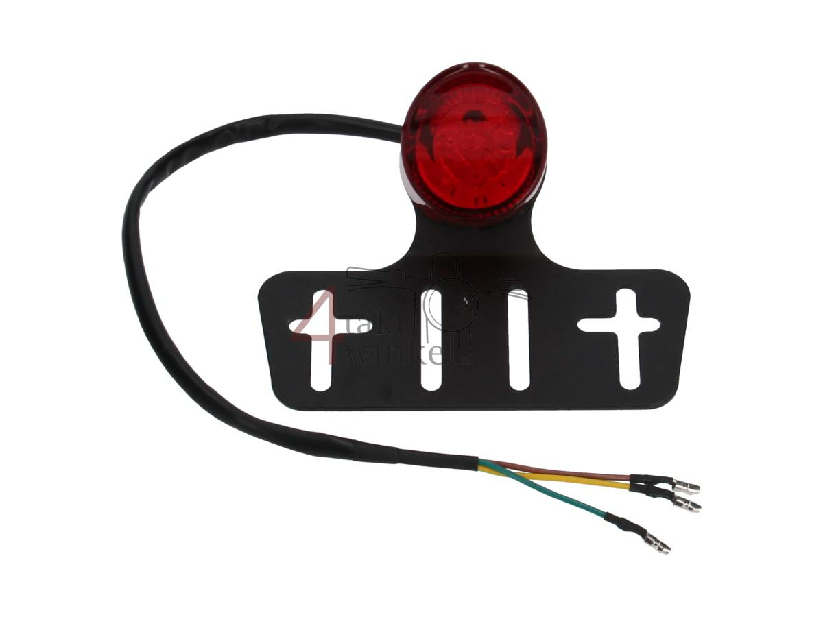 Feu arri&egrave;re simple rond, LED, verre rouge