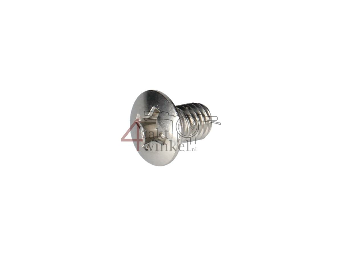 Boulon empreinte phillips &agrave; t&ecirc;te frais&eacute;e bomb&eacute;e, chrome, m6 x 10, d&#039;origine Honda