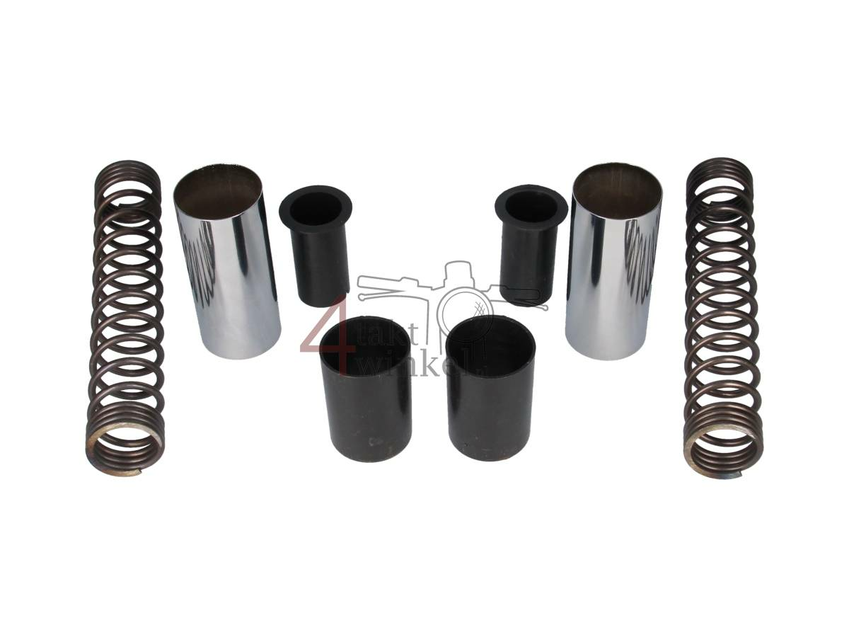Kit de ressorts de fourche avant, complet avec bague de finition et bagues de guidage. Compatible avec SS50 et CD50. Produit de 2&egrave;me chance.