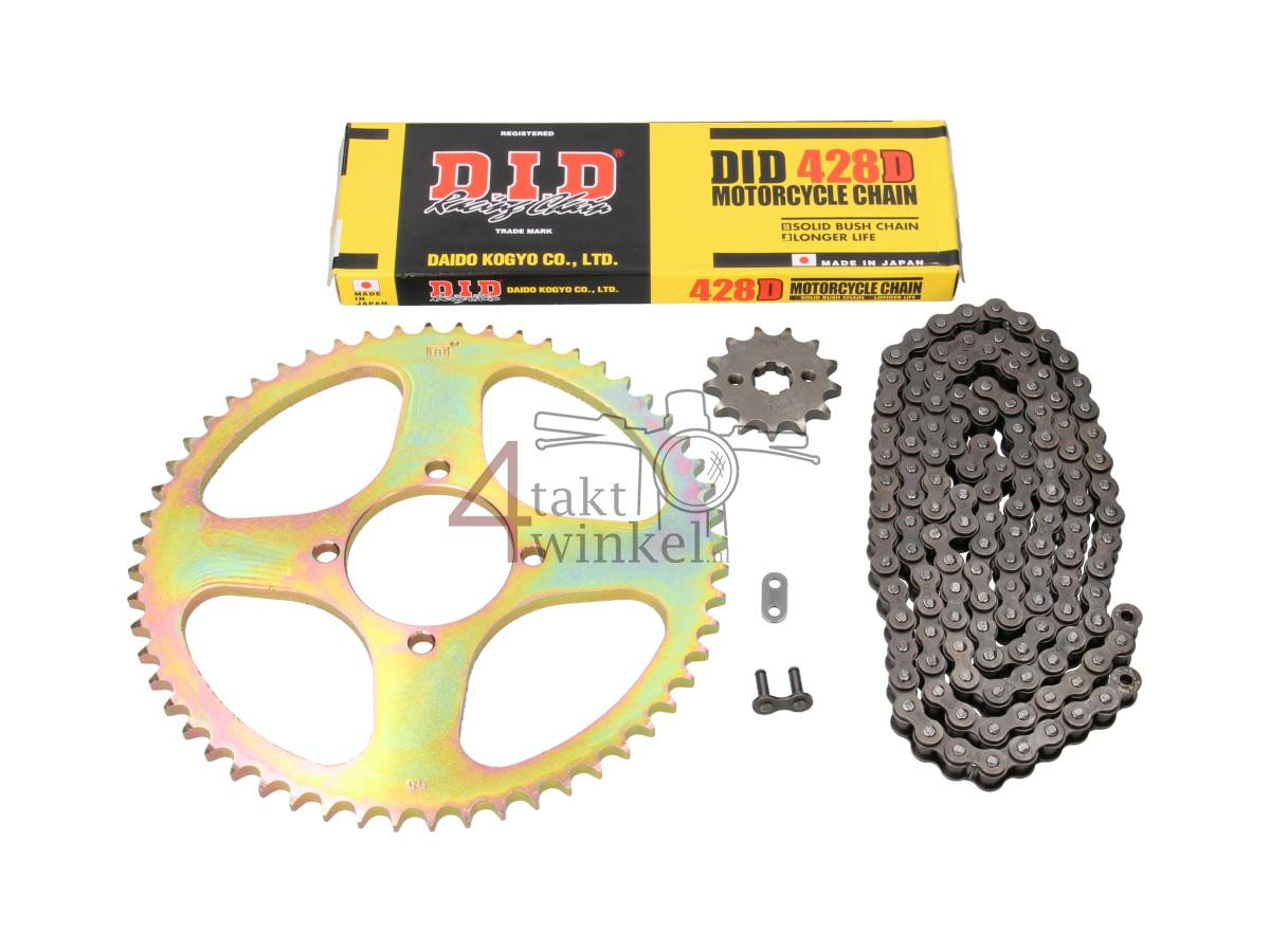 Jeu de pignons et cha&icirc;ne, Hanway RAW50, AGM Caferacer, 428, 13-56