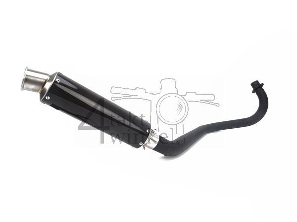 Pot d'&eacute;chappement sportif, dessous, simple, coude noir, Carbon