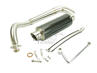 Pot d'échappement sportif, dessous, simple, inox, aspect Carbon