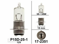 Phare P15d, double, 12 volts, 35-35 watts, e.a. douille SS50 repro, halogène
