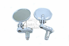 Jeu de r&eacute;troviseurs, embout de guidon, rond, avec supports, argent