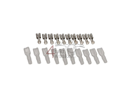 Cosse curseur japonaise 4,8mm, femelle + isolant, par 10 pi&egrave;ces