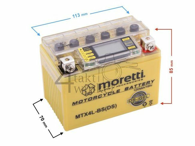 Batterie 12 volts 4 amp&egrave;res gel / AGM, MTX4L-BS, avec indicateur de tension
