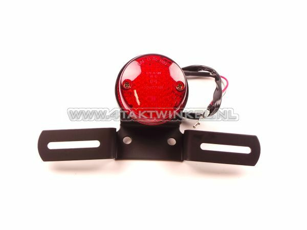 Feu arri&egrave;re simple rond 60mm, LED, verre rouge, E-mark