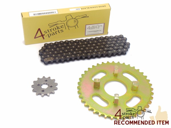 Jeu de pignons et cha&icirc;ne, Dax Honda ST70, CF50 Chaly, standard, Qualit&eacute; A