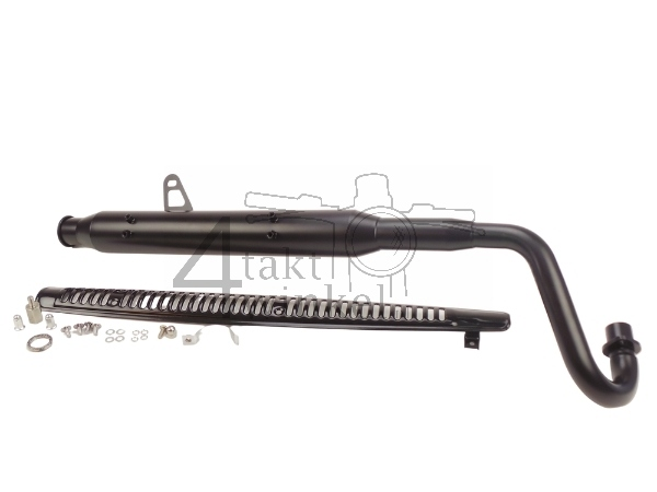 Echappement sportif, en haut, trompette, acier inox, ST125 Dax, r&eacute;f. JB04xxxx, noir