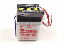 Batterie 6 volts 4 amp&egrave;res, C50, CB50, batterie acide, Yuasa, d&#039;origine Honda