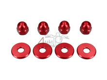 Jeu d'&eacute;crous borgnes, m10 x 1,25 + rondellex, aluminium rouge