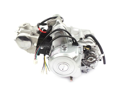 Motorblok, 70cc, handkoppeling, 4-bak, startmotor boven, zilver