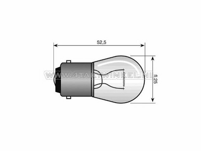 Ampoule BA15-S, simple, 12 volts, 18 watts, ampoule moyenne