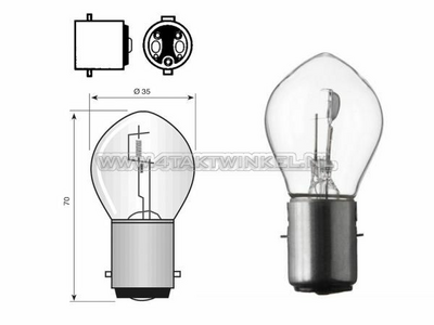 Phare BA20d, double, 6 volts, 25-25 watts, y compris Dax